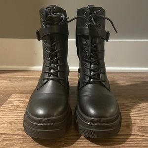 Missguided black combat boots